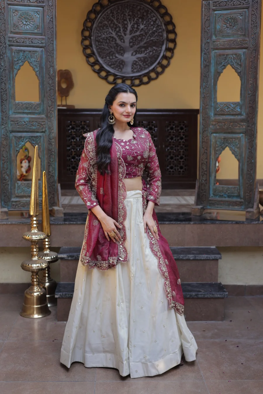 RICH LOOK COSMOS ZARI & SEQUENCE EMBROIDERED WORK LEHENGA CHOLI WITH DUPATTA WEDDING WEAR WHOLESALE PRICE ETHNIC GARMENT (8)