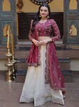 RICH LOOK COSMOS ZARI & SEQUENCE  EMBROIDERED WORK LEHENGA CHOLI WITH DUPATTA WINE
