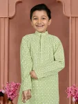 RICH LOOK COTTON CHIKANKARI WORK KID’S KURTA PAYJAMA SET FESTIVE WEAR WHOLESALE PRICE ETHNIC GARMENT (8)