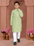 RICH LOOK COTTON CHIKANKARI WORK KID’S KURTA PAYJAMA SET FESTIVE WEAR WHOLESALE PRICE ETHNIC GARMENT (8)