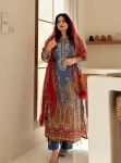 RICH LOOK COTTON PRINT WITH EMBROIDERY SEQUENCE WORK TOP BOTTOM WITH DUPATTA TEAL