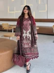 RICH LOOK COTTON PRINT WITH EMBROIDERY SEQUENCE WORK TOP BOTTOM WITH DUPATTA MAROON