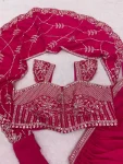 RICH LOOK CREPE SILK EMBROIDERY SEQUENCE WORK LEHENGA SAREE WITH STITCHED BLOUSE PARTY WEAR WHOLESALE PRICE ETHNIC GARMENT (2)