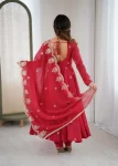 RICH LOOK CRUNCHY SILK EMBROIDERY SEQUENCE WORK GOWN BOTTOM WITH DUPATTA WEDDING WEAR WHOLESALE PRICE ETHNIC GARMENT (3)