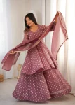 RICH LOOK CRUNCHY SILK JACQUARD BUTTI WORK TOP PALAZZO WITH DUPATTA FESTIVE WEAR WHOLESALE PRICE ETHNIC GARMENT (2)