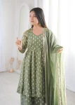 RICH LOOK CRUNCHY SILK JACQUARD BUTTI WORK TOP PALAZZO WITH DUPATTA FESTIVE WEAR WHOLESALE PRICE ETHNIC GARMENT (2)
