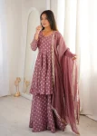 RICH LOOK CRUNCHY SILK JACQUARD BUTTI WORK TOP PALAZZO WITH DUPATTA FESTIVE WEAR WHOLESALE PRICE ETHNIC GARMENT (2)