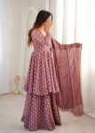 RICH LOOK CRUNCHY SILK JACQUARD BUTTI WORK TOP PALAZZO WITH DUPATTA FESTIVE WEAR WHOLESALE PRICE ETHNIC GARMENT (2)