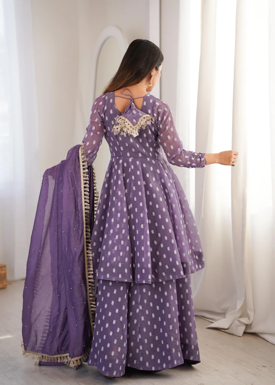 RICH LOOK CRUNCHY SILK JACQUARD BUTTI WORK TOP PALAZZO WITH DUPATTA WEDDING WEAR WHOLESALE PRICE ETHNIC GARMENT (13)
