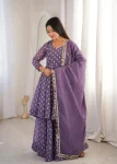 RICH LOOK CRUNCHY SILK JACQUARD BUTTI WORK TOP PALAZZO WITH DUPATTA WEDDING WEAR WHOLESALE PRICE ETHNIC GARMENT (6)