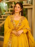RICH LOOK CRUNCHY SILK SEQUENCE MULTI EMBROIDERY WORK GOWN PALAZZO WITH DUPATTA WEDDING WEAR WHOLESALE PRICE ETHNIC GARMENT (2)