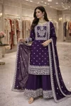 RICH LOOK FENDY CHINON EMBROIDERY COTTON THREAD & SEQUENCE WORK TOP PALAZZO WITH DUPATTA WEDDING WEAR WHOLESALE PRICE ETHNIC GARMENT (5)