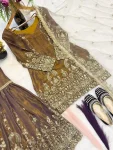 RICH LOOK FENDY CRUSH SILK SEQUENCE EMBROIDERY WORK TOP SHARARA WITH DUPATTA FESTIVE WEAR WHOLESALE PRICE ETHNIC GARMENT (3)