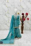 RICH LOOK FENDY SILK EMBROIDERY SEQUENCE WORK KID’S TOP SHARARA WITH DUPATTA FESTIVE WEAR WHOLESALE PRICE ETHNIC GARMENT (2)