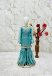 RICH LOOK FENDY SILK EMBROIDERY SEQUENCE WORK KID’S TOP SHARARA WITH DUPATTA FESTIVE WEAR WHOLESALE PRICE ETHNIC GARMENT (2)