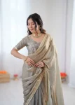 RICH LOOK FENDY SILK FANCY LACE WORK READY TO WEAR SAREE WITH UNSTITCHED BLOUSE PARTY WEAR WHOLESALE PRICE ETHNIC GARMENT (6)
