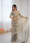 RICH LOOK FENDY SILK FANCY LACE WORK READY TO WEAR SAREE WITH UNSTITCHED BLOUSE PARTY WEAR WHOLESALE PRICE ETHNIC GARMENT (6)