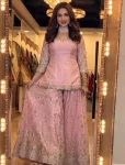 RICH LOOK FENDY SILK THREAD WITH SEQUENCE EMBROIDERY, ZARI WORK TOP PALAZZO WITH DUPATTA BABY PINK