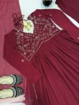 RICH LOOK GEORGETTE BEADS HAND WORK GOWN BOTTOM WITH DUPATTA FESTIVE WEAR WHOLESALE PRICE ETHNIC GARMENT (5)