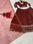 RICH LOOK GEORGETTE EMBROIDERY & SEQUENCE WORK LEHENGA CHOLI WITH DUPATTA WEDDING WEAR WHOLESALE PRICE ETHNIC GARMENT (2)