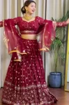 RICH LOOK GEORGETTE EMBROIDERY & SEQUENCE WORK LEHENGA CHOLI WITH DUPATTA WEDDING WEAR WHOLESALE PRICE ETHNIC GARMENT (2)