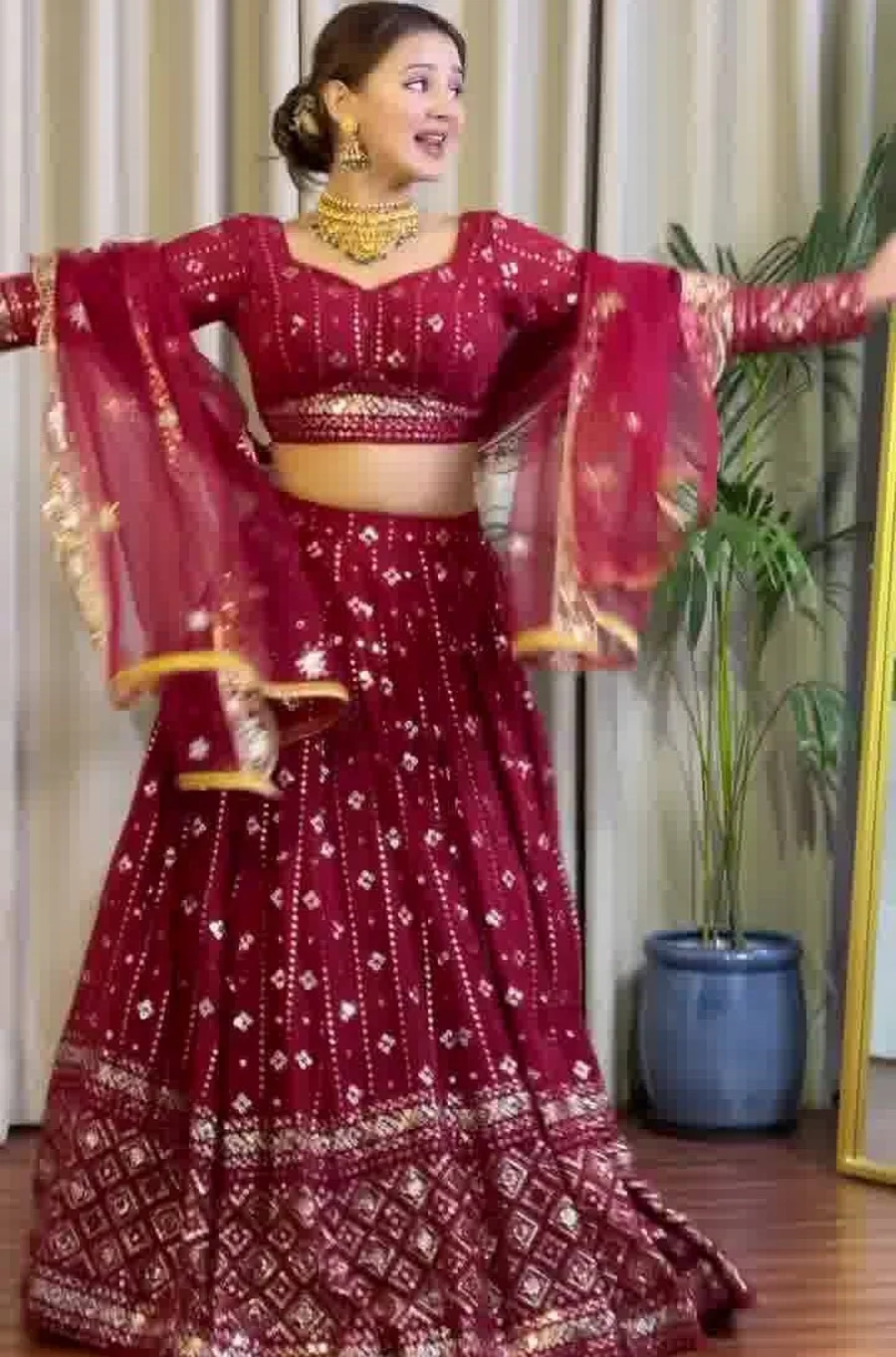 RICH LOOK GEORGETTE EMBROIDERY & SEQUENCE WORK LEHENGA CHOLI WITH DUPATTA WEDDING WEAR WHOLESALE PRICE ETHNIC GARMENT (4)