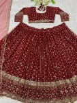 RICH LOOK GEORGETTE EMBROIDERY & SEQUENCE WORK LEHENGA CHOLI WITH DUPATTA WEDDING WEAR WHOLESALE PRICE ETHNIC GARMENT (2)