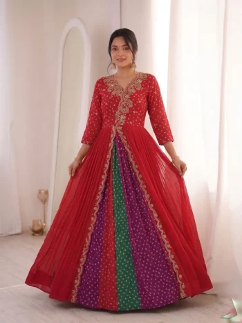 RICH LOOK GEORGETTE EMBROIDERY WORK GOWN RANI