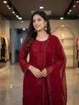 RICH LOOK GEORGETTE EMBROIDERY WORK TOP PALAZZO WITH DUPATTA OFFICE WEAR WHOLESALE PRICE ETHNIC GARMENT (4)