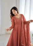 RICH LOOK GEORGETTE HANDWORK GOWN BOTTOM WITH DUPATTA FESTIVE WEAR WHOLESALE PRICE ETHNIC GARMENT (2)