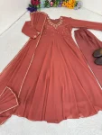 RICH LOOK GEORGETTE HANDWORK GOWN BOTTOM WITH DUPATTA FESTIVE WEAR WHOLESALE PRICE ETHNIC GARMENT (2)