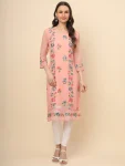 RICH LOOK GEORGETTE LUCKNOWI CHIKANKARI WORK ONLY KURTI PEACH