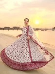 RICH LOOK GEORGETTE & ORGANZA EMBROIDERY WORK GOWN BOTTOM WITH DUPATTA WEDDING WEAR WHOLESALE PRICE ETHNIC GARMENT (2)
