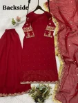 RICH LOOK GEORGETTE SEQUENCE EMBROIDERY WITH DIAMOND WORK TOP PALAZZO WITH DUPATTA FESTIVE WEAR WHOLESALE PRICE ETHNIC GARMENT (2)