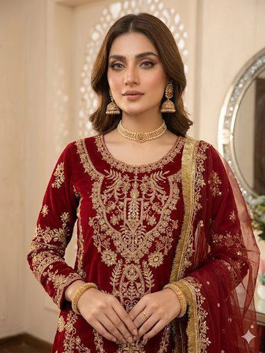 RICH LOOK GEORGETTE SEQUENCE EMBROIDERY WITH DIAMOND WORK TOP PALAZZO WITH DUPATTA FESTIVE WEAR WHOLESALE PRICE ETHNIC GARMENT (3)