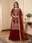 RICH LOOK GEORGETTE SEQUENCE EMBROIDERY WITH DIAMOND WORK TOP PALAZZO WITH DUPATTA FESTIVE WEAR WHOLESALE PRICE ETHNIC GARMENT (2)