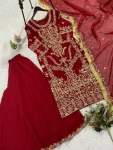 RICH LOOK GEORGETTE SEQUENCE EMBROIDERY WITH DIAMOND WORK TOP PALAZZO WITH DUPATTA FESTIVE WEAR WHOLESALE PRICE ETHNIC GARMENT (2)