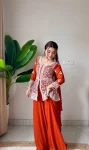RICH LOOK GEORGETTE SEQUENCE EMBROIDERY WORK TOP PALAZZO WITH DUPATTA WEDDING WEAR WHOLESALE PRICE ETHNIC GARMENT (2)
