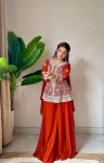 RICH LOOK GEORGETTE SEQUENCE EMBROIDERY WORK TOP PALAZZO WITH DUPATTA WEDDING WEAR WHOLESALE PRICE ETHNIC GARMENT (2)