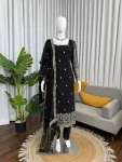 RICH LOOK GEORGETTE THREAD WITH SEQUENCE WORK TOP BOTTOM WITH DUPATTA FESTIVE WEAR WHOLESALE PRICE ETHNIC GARMENT (2)