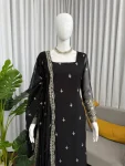 RICH LOOK GEORGETTE THREAD WITH SEQUENCE WORK TOP BOTTOM WITH DUPATTA FESTIVE WEAR WHOLESALE PRICE ETHNIC GARMENT (2)