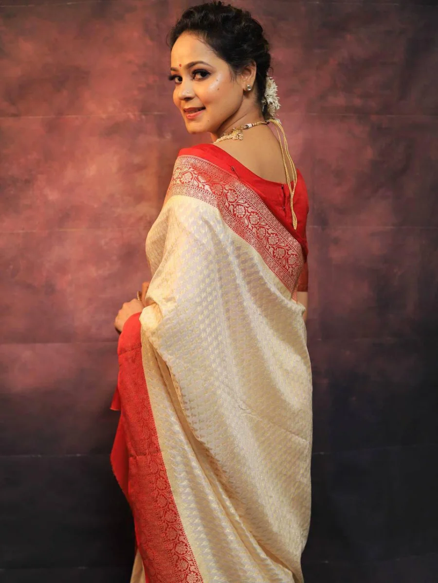 RICH LOOK LICHI SILK JACQUARD WORK SAREE WITH UNSTITCHED BLOUSE FESTIVE WEAR WHOLESALE PRICE ETHNIC GARMENT (3)