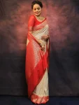RICH LOOK LICHI SILK JACQUARD WORK SAREE WITH UNSTITCHED BLOUSE FESTIVE WEAR WHOLESALE PRICE ETHNIC GARMENT (5)