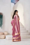 RICH LOOK LINEN COTTON SILK GOLD ZARI AND SELF DESIGN WORK SAREE WITH UNSTITCHED BLOUSE FESTIVE WEAR WHOLESALE PRICE ETHNIC GARMENT (35)