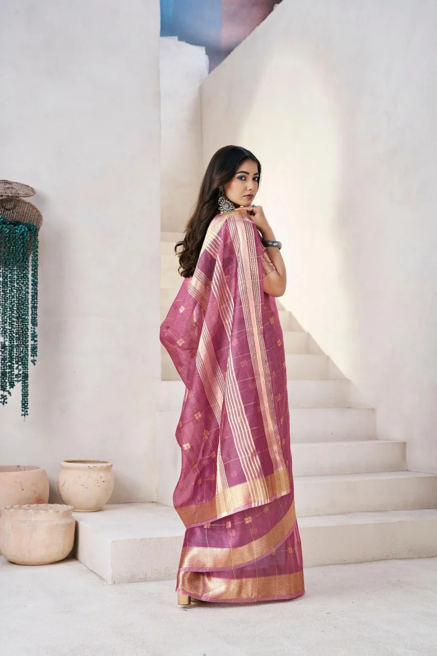 RICH LOOK LINEN COTTON SILK GOLD ZARI AND SELF DESIGN WORK SAREE WITH UNSTITCHED BLOUSE FESTIVE WEAR WHOLESALE PRICE ETHNIC GARMENT (33)