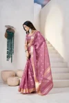 RICH LOOK LINEN COTTON SILK GOLD ZARI AND SELF DESIGN WORK SAREE WITH UNSTITCHED BLOUSE FESTIVE WEAR WHOLESALE PRICE ETHNIC GARMENT (35)