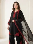 RICH LOOK MUL CHANDERI EMBROIDERY WORK TOP PALAZZO WITH DUPATTA FESTIVE WEAR WHOLESALE PRICE ETHNIC GARMENT (3)