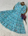 RICH LOOK MUSLIN SILK GINGHAM PRINT WORK ONE PIECE DRESS DAILY WEAR WHOLESALE PRICE ETHNIC GARMENT (15)