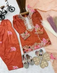 RICH LOOK NATURAL CREPE EMBROIDERY SEQUENCE WORK KID’S TOP PATIYALA WITH DUPATTA FESTIVE WEAR WHOLESALE PRICE ETHNIC GARMENT (7)