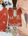RICH LOOK NATURAL CREPE EMBROIDERY SEQUENCE WORK KID’S TOP PATIYALA WITH DUPATTA FESTIVE WEAR WHOLESALE PRICE ETHNIC GARMENT (7)